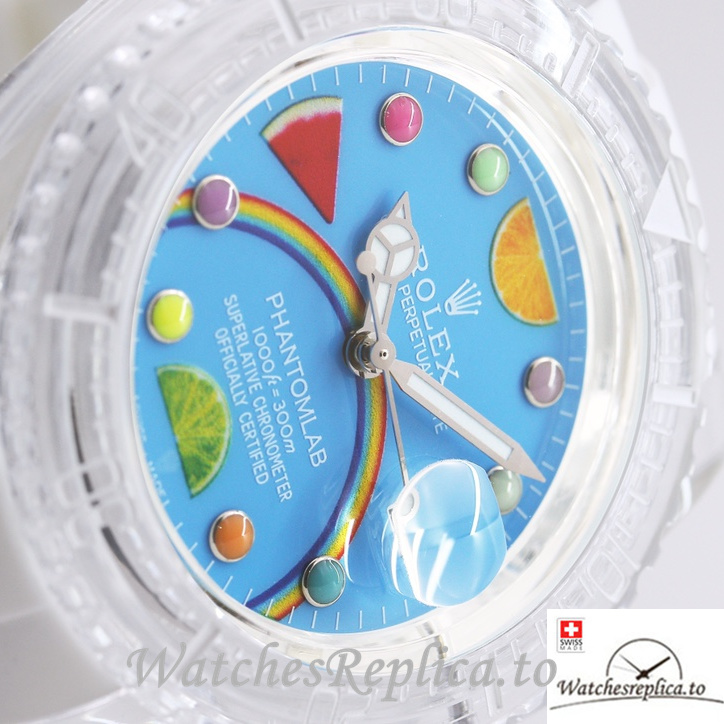 Swiss Rolex Submariner Replica Rubber strap 40MM PHANTOMLAB&ROLEX Blue Dial - WatchesReplica.is