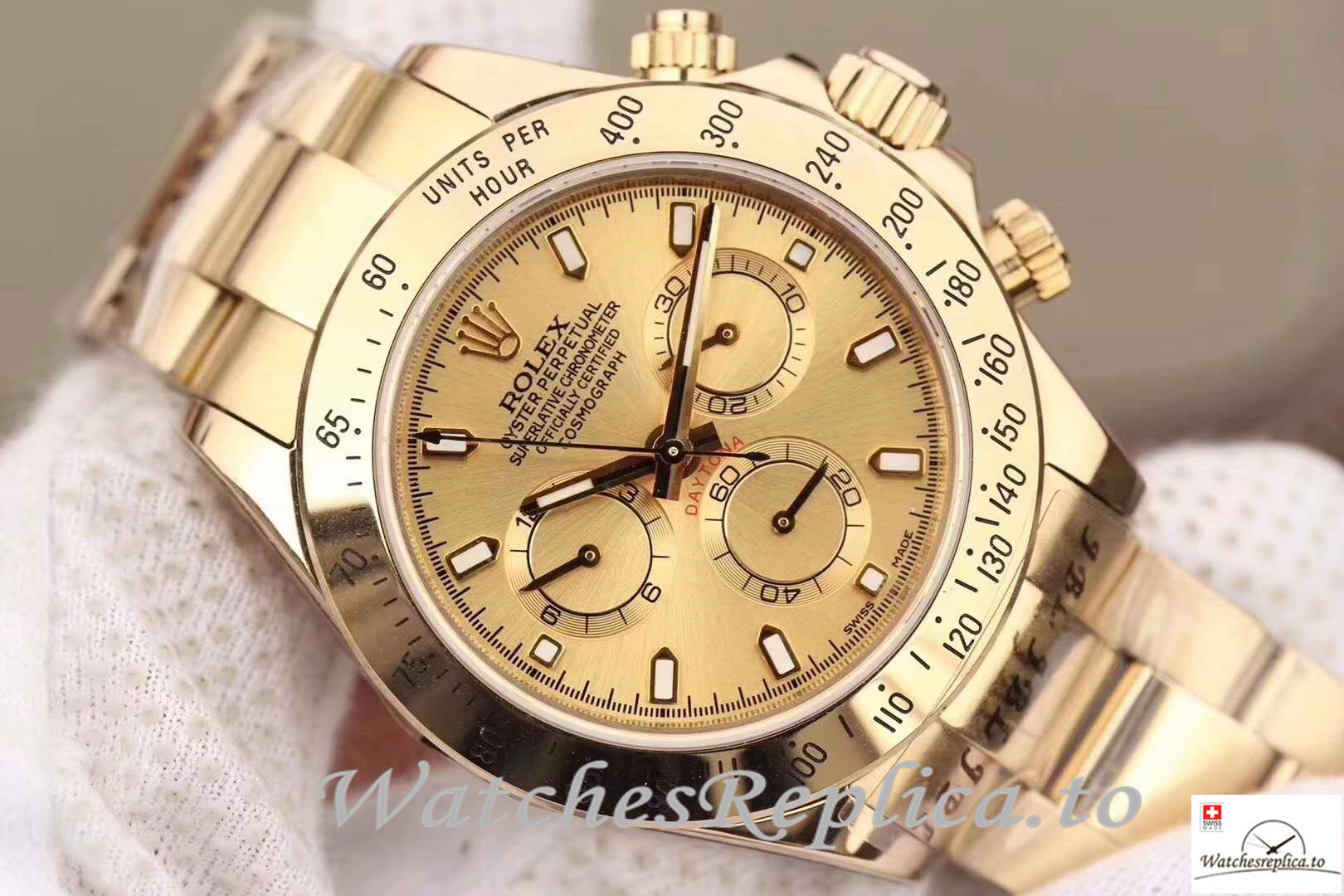 Swiss Rolex Daytona Cosmograph Replica 116503 004 Gold Strap 40MM - WatchesReplica.is