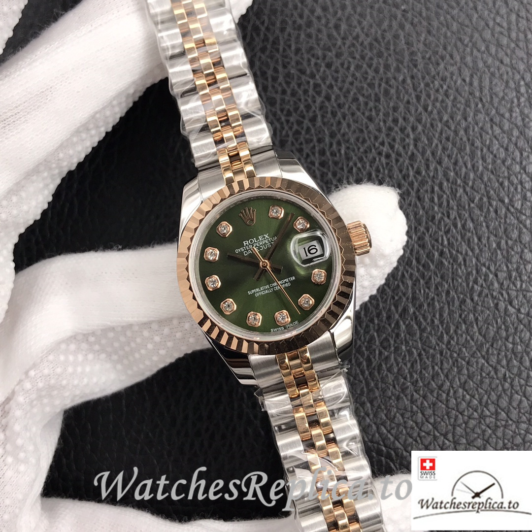 Swiss Rolex Datejust Replica 279174 Stainless steel strap 28MM Green Dial - WatchesReplica.is