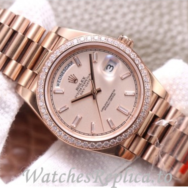 Swiss Rolex Day Date Replica 228345 Rose Gold strap 40MM - WatchesReplica.is