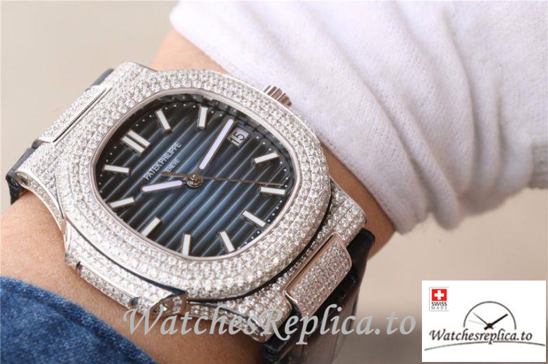 Swiss Patek Philippe Nautilus Jumbo Replica 5719/1G-001 003 Black Strap 40MM - WatchesReplica.is