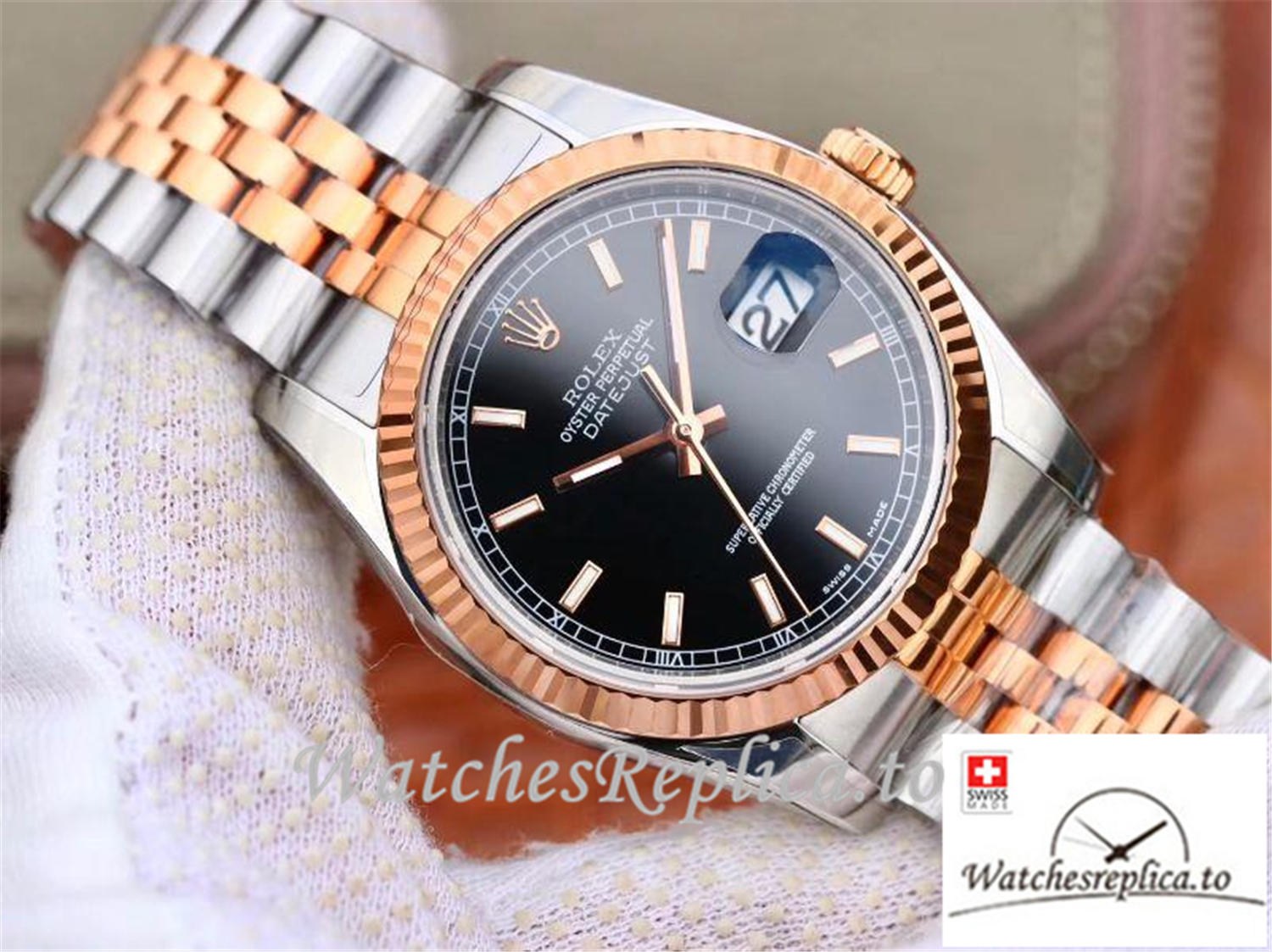 Swiss Rolex Datejust Replica 126231 Black Dial 36MM - WatchesReplica.is