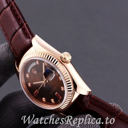 Swiss Rolex Day Date Replica 118139 Leather strap 36MM - WatchesReplica.is