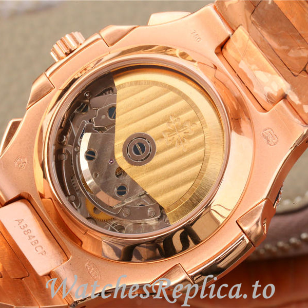 Patek Philippe Replica Nautilus Rose Gold strap 41MM - WatchesReplica.is