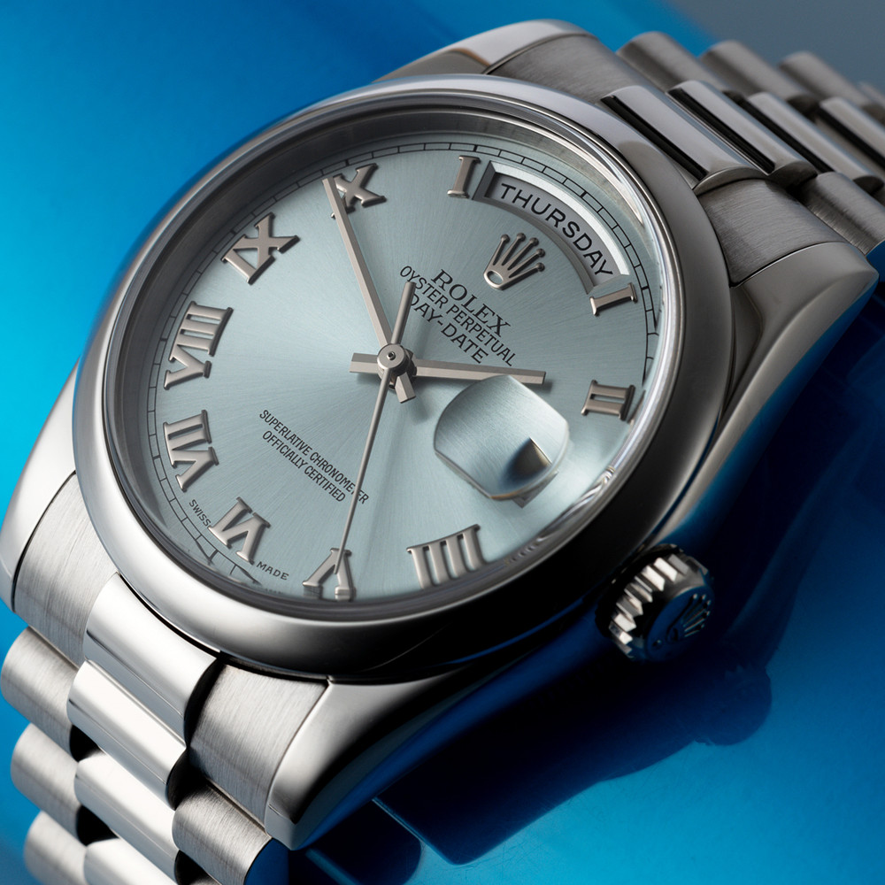 Rolex Day-Date Blue Dial 118206 - WatchesReplica.is