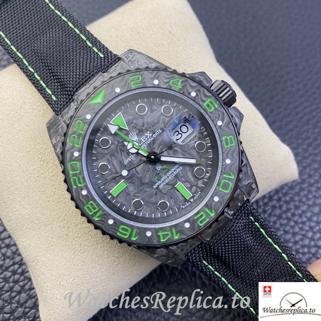 Swiss Rolex GMT Master Electro Carbon Carbon fiber strap 40MM - WatchesReplica.is