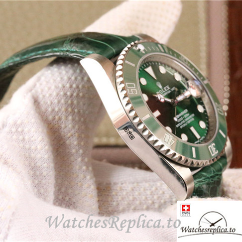 Swiss Rolex Submariner Replica 116610lv Leather strap 40MM - WatchesReplica.is