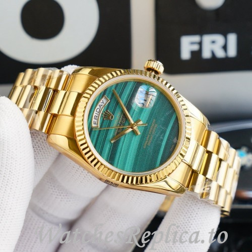 Swiss Rolex Day Date Replica 128238 Yellow Gold strap 36MM - WatchesReplica.is
