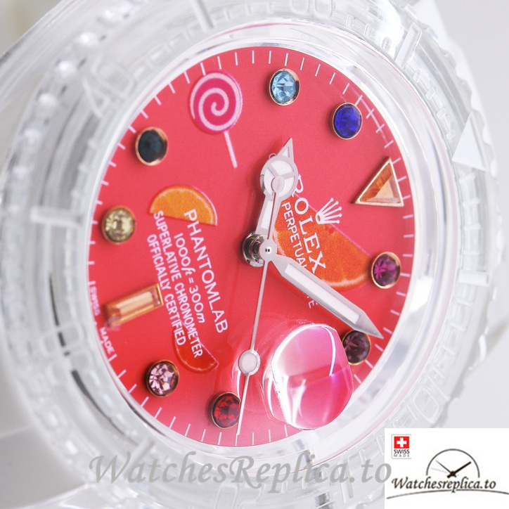 Swiss Rolex Submariner Replica Rubber strap 40MM PHANTOMLAB&ROLEX Red Dial - WatchesReplica.is