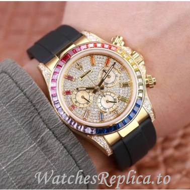 Swiss Rolex Daytona Replica 116598RBOW Rubber strap 40MM - WatchesReplica.is
