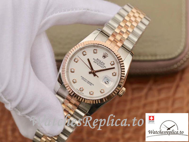 Swiss rolex Datejust Replica 69173 Rose gold Bezel 36MM - WatchesReplica.is