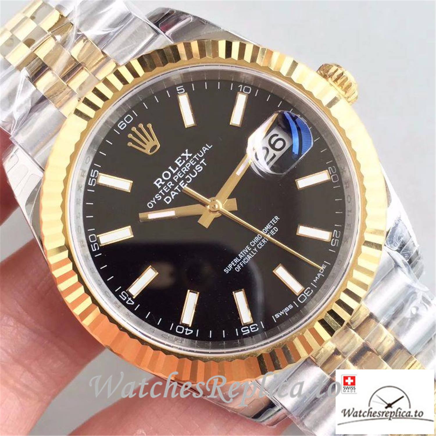 Swiss Rolex Datejust Replica 116333 Black Dial 41MM - WatchesReplica.is