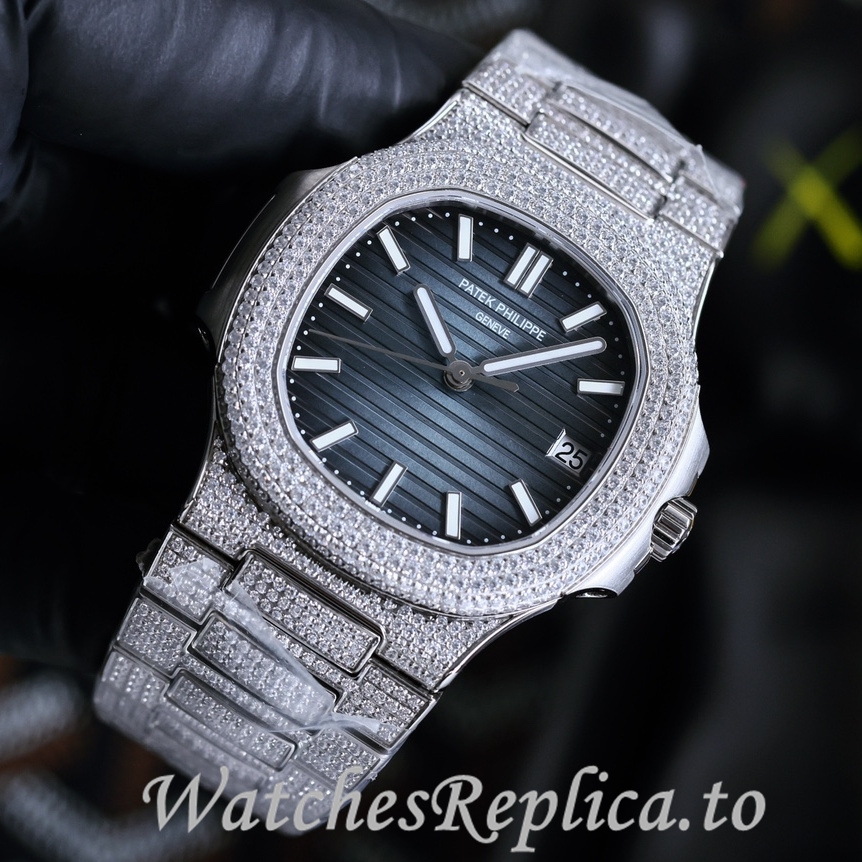 Patek Philippe Replica Nautilus 5711 Diamonds paved strap 40MM - WatchesReplica.is
