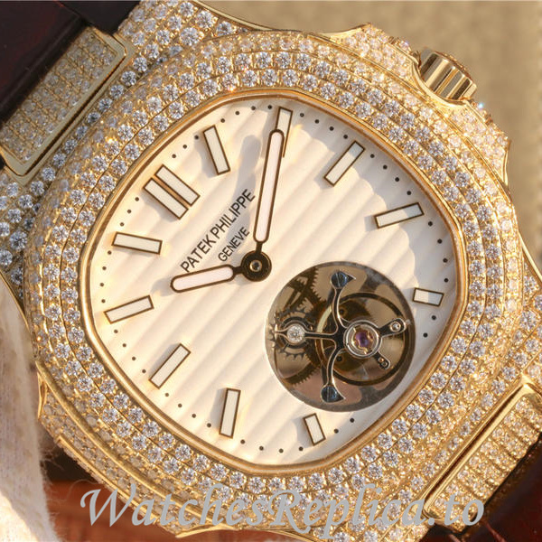 Patek Philippe Replica Nautilus Leather strap 40MM - WatchesReplica.is