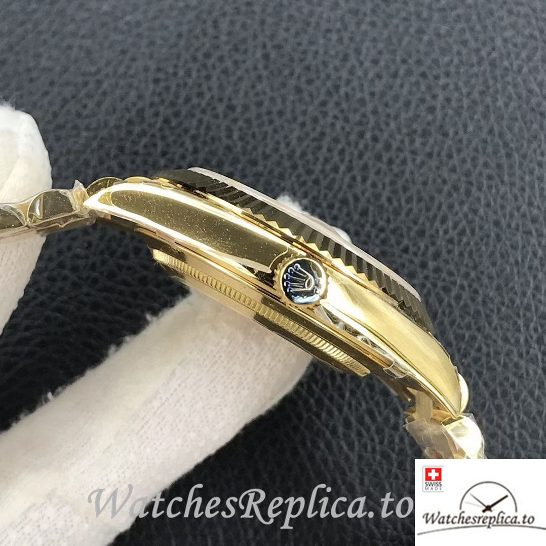 Swiss Rolex Day Date Replica 218399 Yellow Gold strap 40MM - WatchesReplica.is