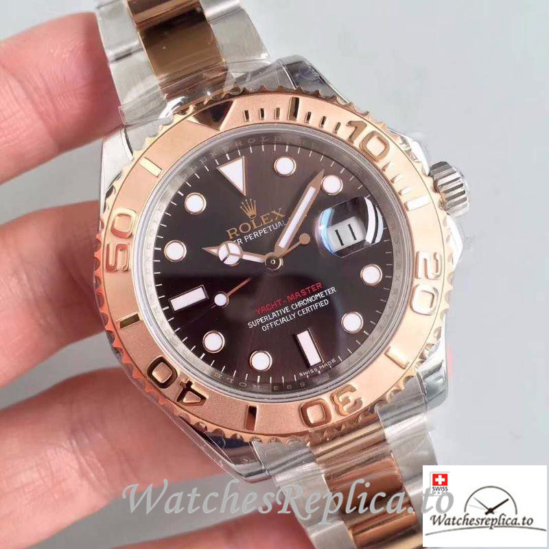 Swiss Rolex Yacht Master Replica 116621 Rose Gold Bezel 40MM - WatchesReplica.is