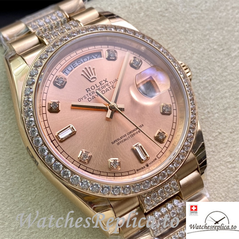 Swiss Rolex Datejust 128348 Replica Rose Gold strap 36MM - WatchesReplica.is
