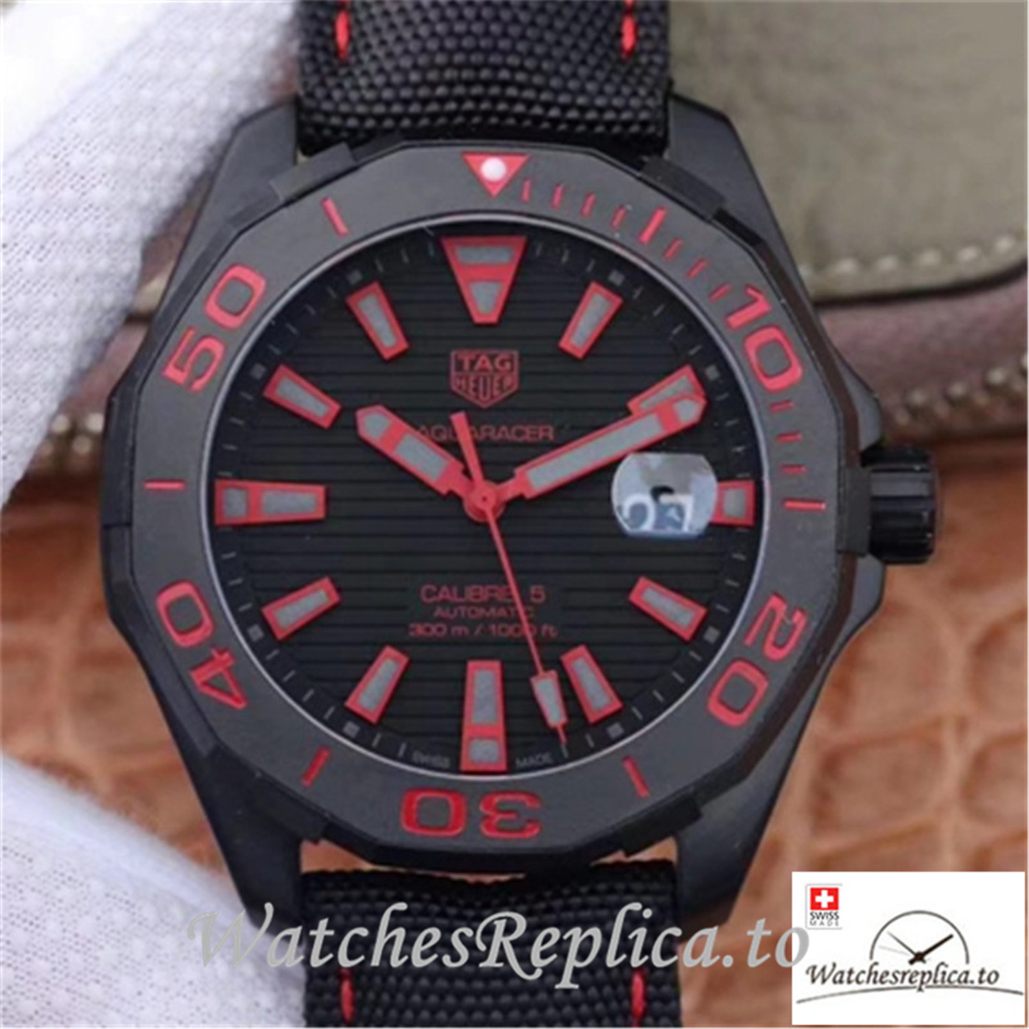 Swiss Tag Heuer Aquaracer Replica WAY208C.RHZ4937 Black Strap 41MM - WatchesReplica.is