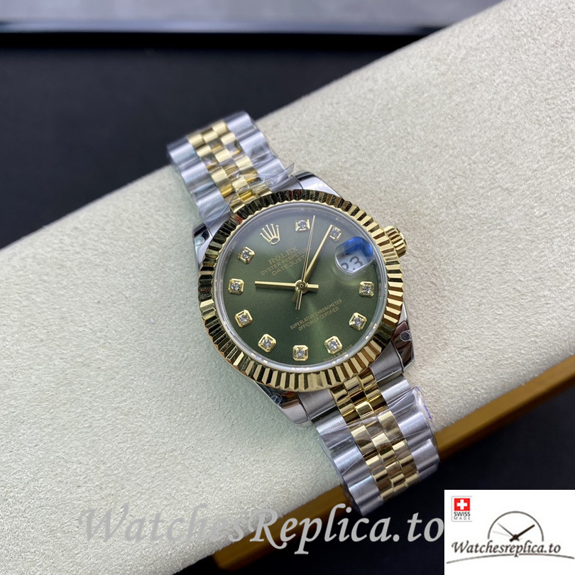 Swiss Rolex Datejust Replica 178384 Stainless steel strap 31MM Green Dial - WatchesReplica.is
