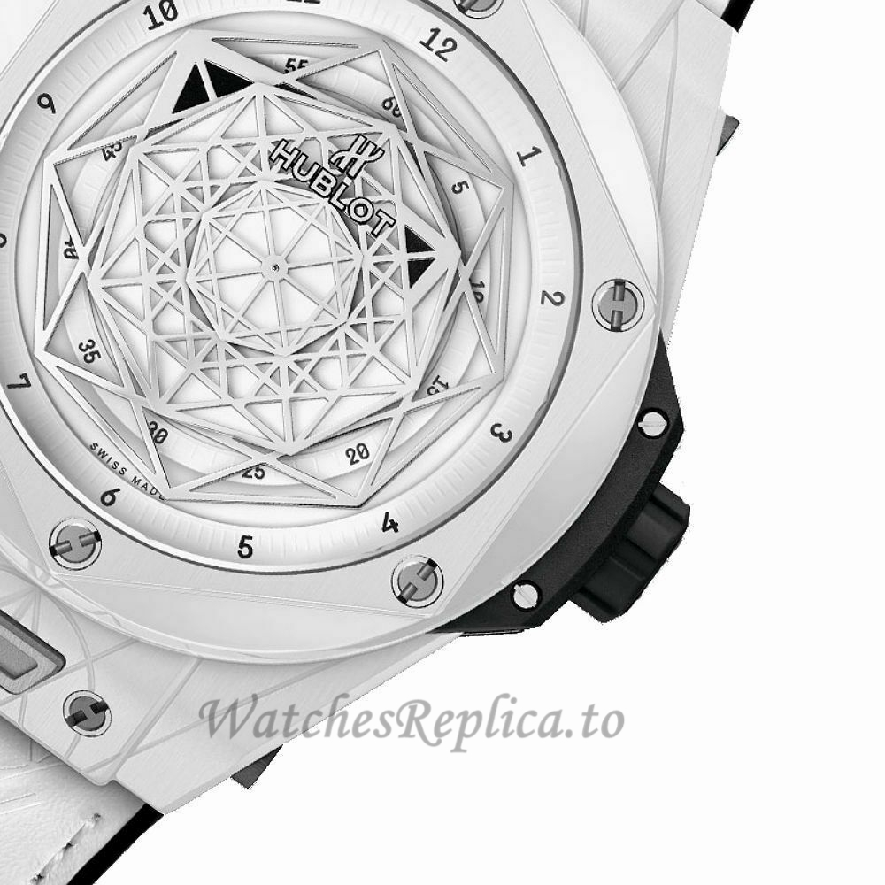 Hublot Replica Big Bang Unico Sang Bleu Ceramic White 45MM Watch 415.HX.2027.VR - WatchesReplica.is