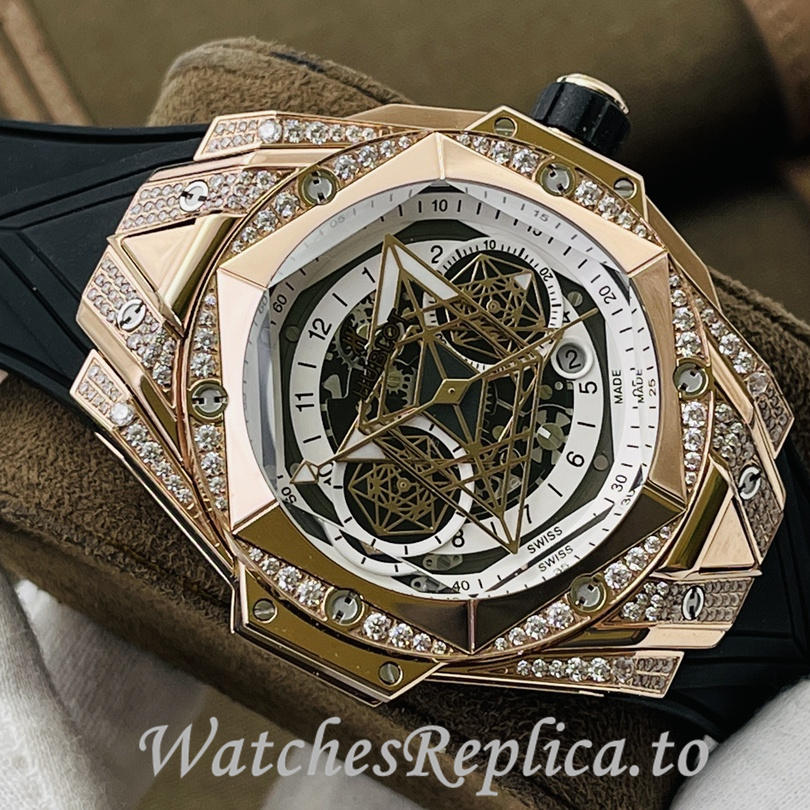 Hublot Replica Big Bang Sang Bleu II Rubber strap 45MM - WatchesReplica.is
