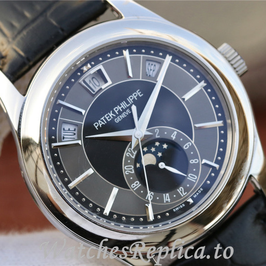 Patek Philippe Replica Complications 5205G Leather strap 40MM - WatchesReplica.is