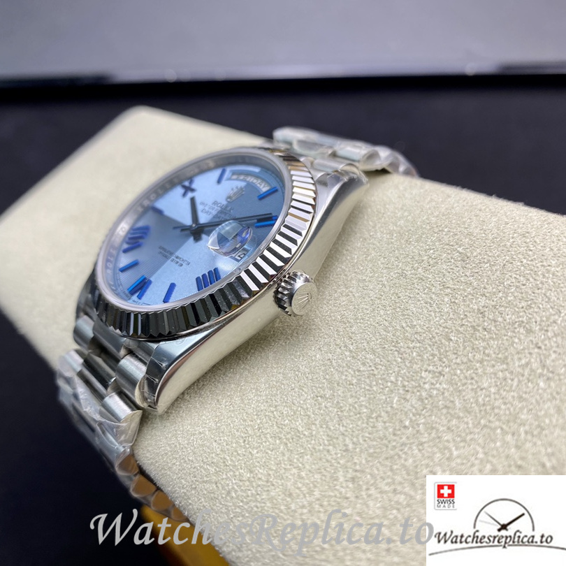 Swiss Rolex Day Date Replica 126331 Stainless steel strap 40MM Blue Dial - WatchesReplica.is