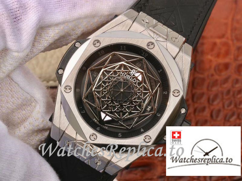 Swiss Hublot Big Bang Sang Bleu Titanium Replica 415.NX.1112.VR.MXM16 Black Strap 45MM - WatchesReplica.is