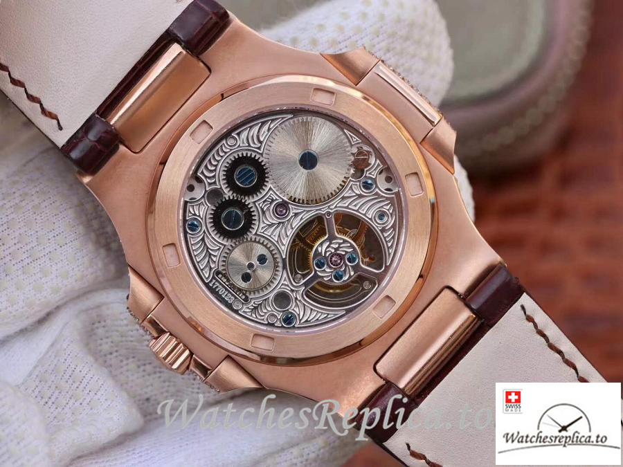Swiss Patek Philippe Nautilus Jumbo Replica 5711 002 Brown Strap 40MM - WatchesReplica.is
