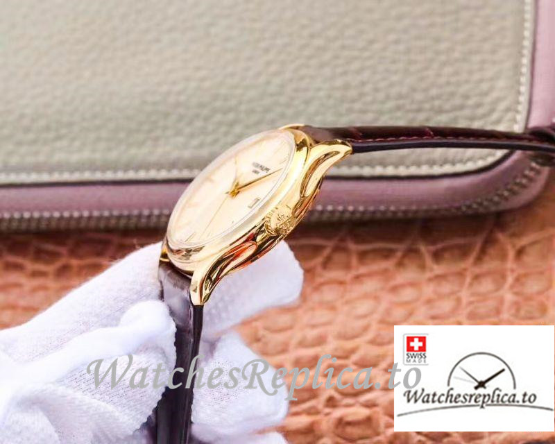 Swiss Patek Philippe Calatrava Yellow Gold Replica 5227J-001 Black Strap 39MM×10.2MM - WatchesReplica.is