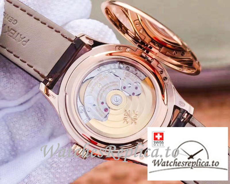 Swiss Patek Philippe Calatrava Rose Gold Replica 5227R-001 Black Strap 39MM×10.2MM - WatchesReplica.is