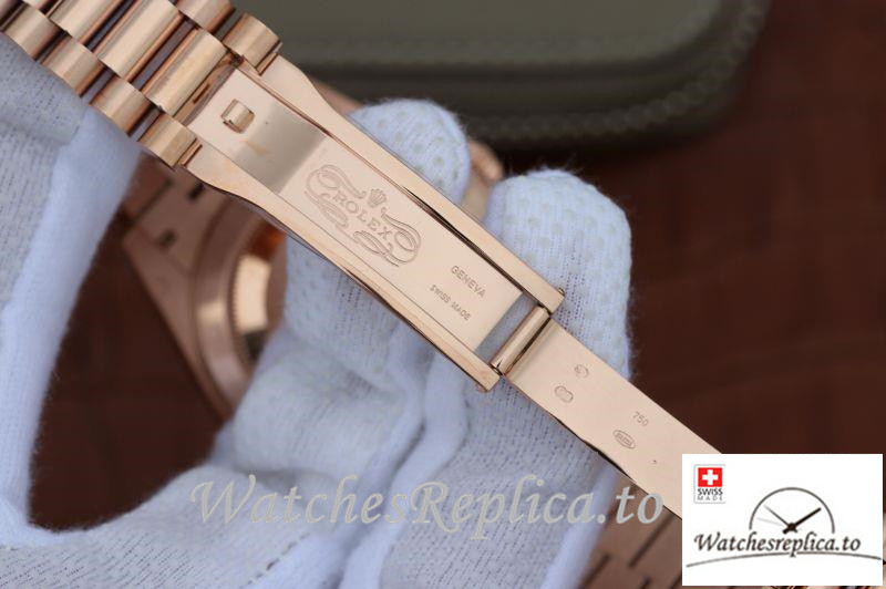Swiss Rolex Day Date II Replica 228235 003 Rose Gold Strap 40MM - WatchesReplica.is