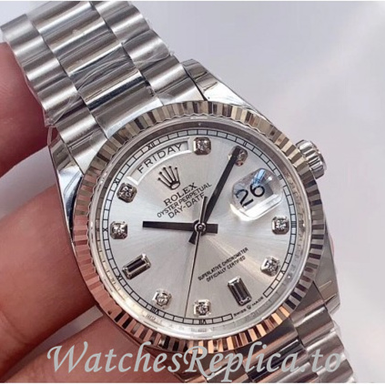 Swiss Rolex Day Date Replica 128239 Stainless steel strap 36MM - WatchesReplica.is