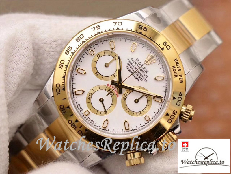 Swiss Rolex Daytona Cosmograph Replica M116503-0001 Silver And Gold Strap 40MM - WatchesReplica.is