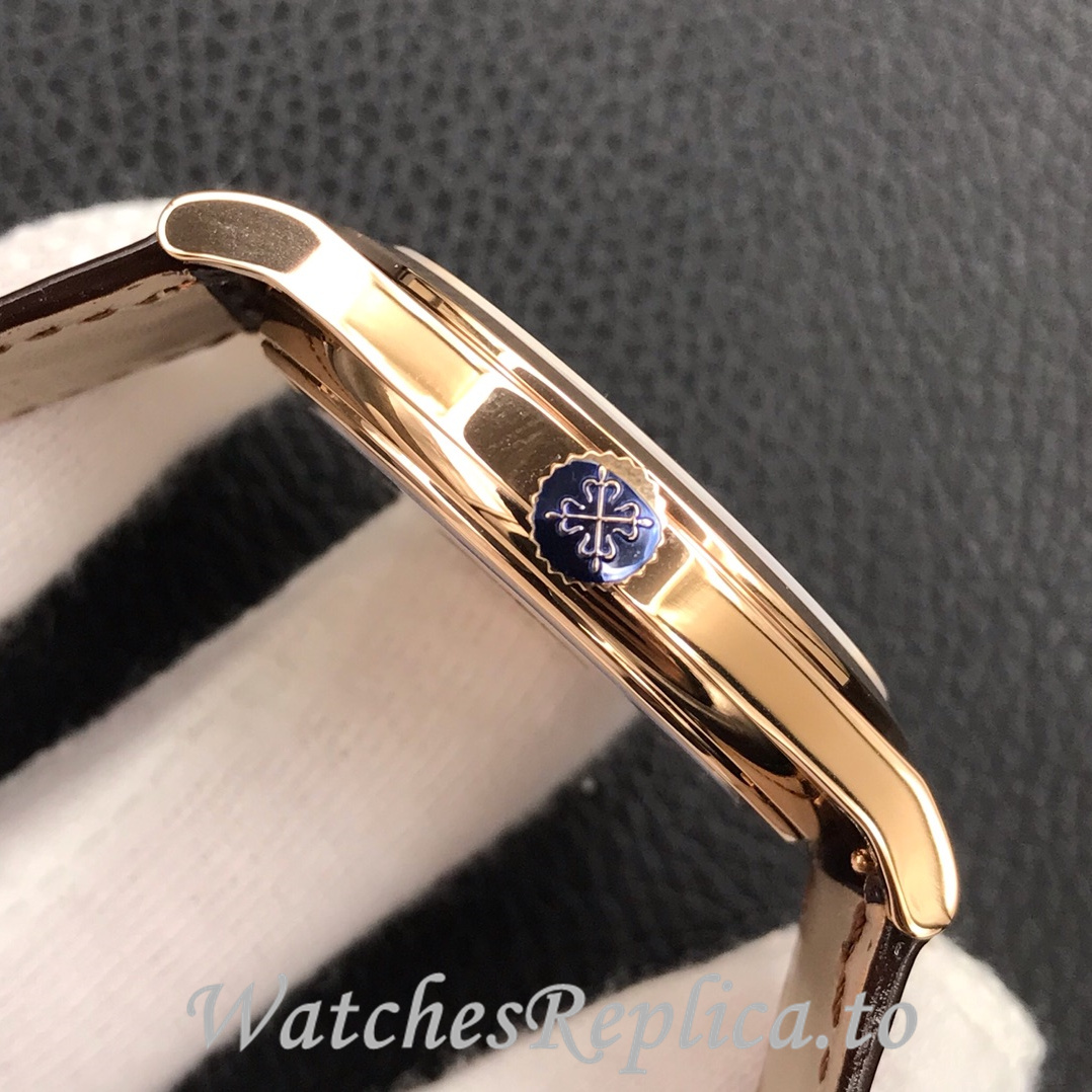 Patek Philippe Replica Calatrava 5296G Leather strap 38MM - WatchesReplica.is