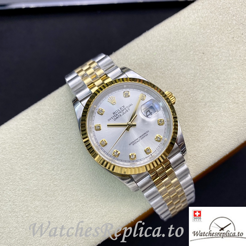 Swiss Rolex Datejust Replica 126233 Stainless steel strap 36MM Silver Dial - WatchesReplica.is