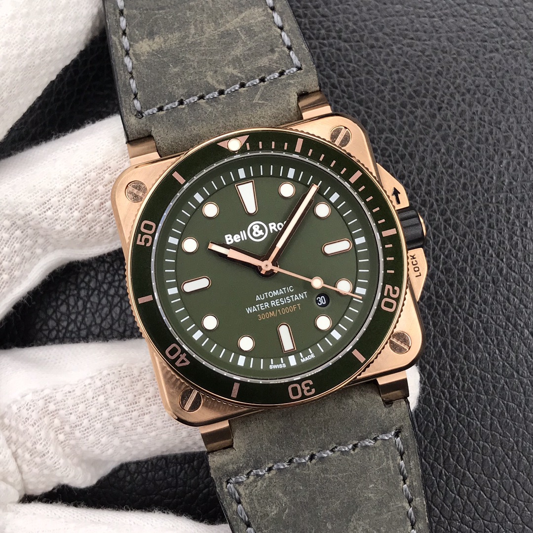 Bell Ross Replica BR 03 BR0392-CAMO-CE/SRB Leather strap 42MM - WatchesReplica.is