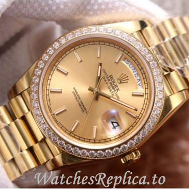 Swiss Rolex Day Date Replica 228348 Yellow Gold strap 40MM - WatchesReplica.is