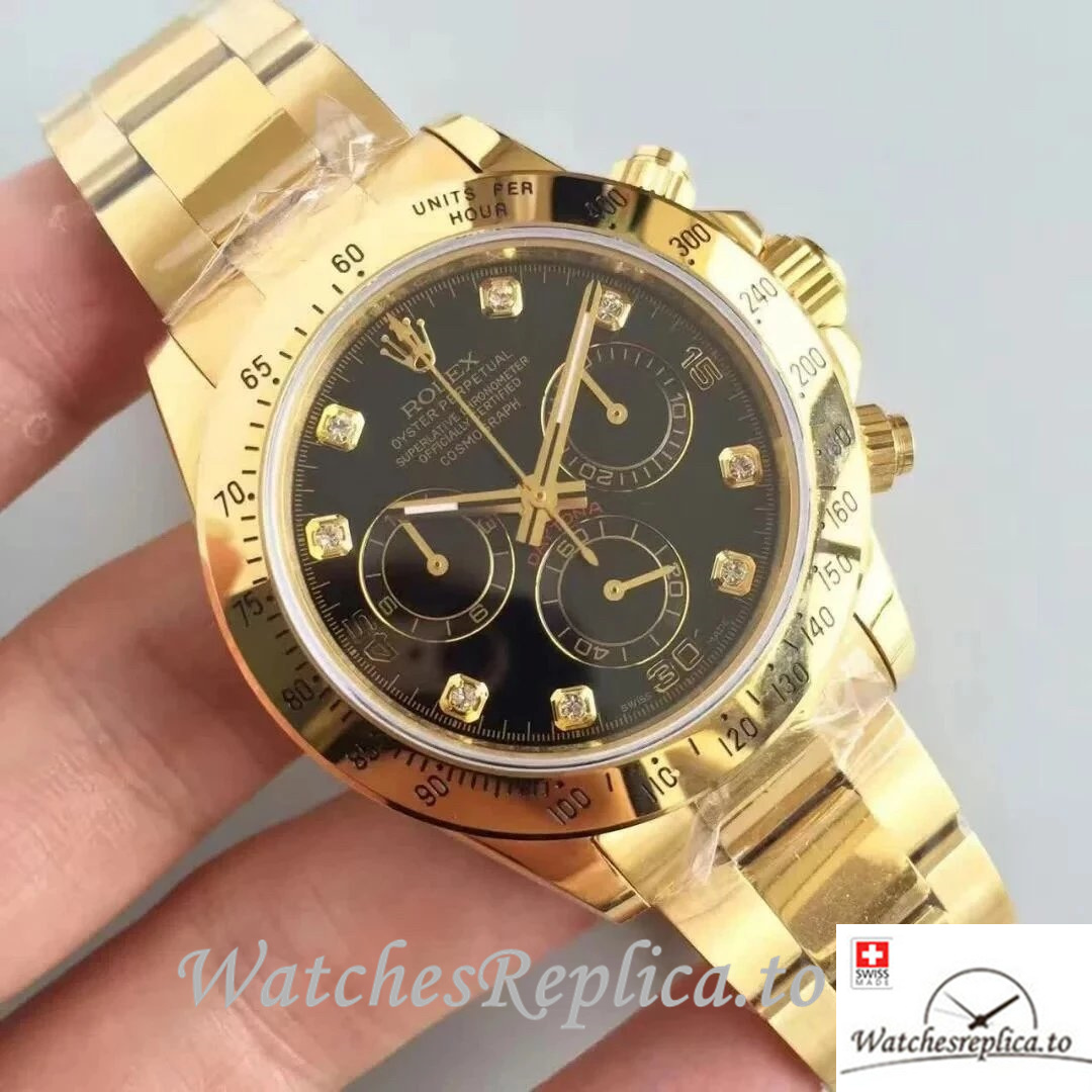 Swiss Rolex Daytona Replica 116508 Yellow Gold strap 40MM - WatchesReplica.is