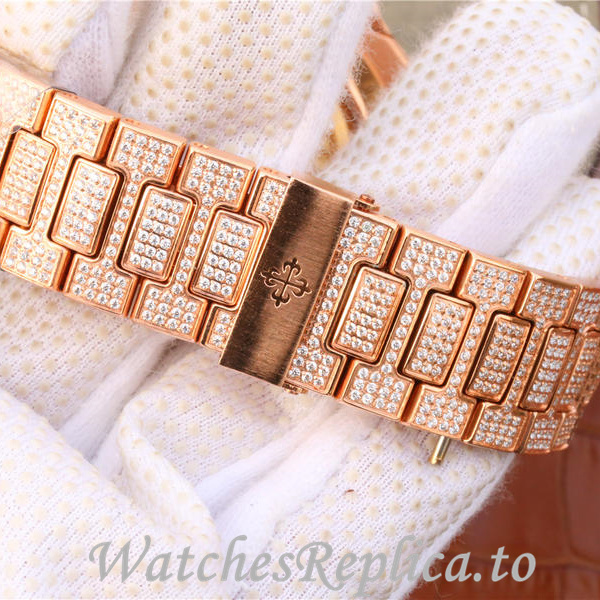 Patek Philippe Replica Nautilus Rose Gold strap 41MM - WatchesReplica.is