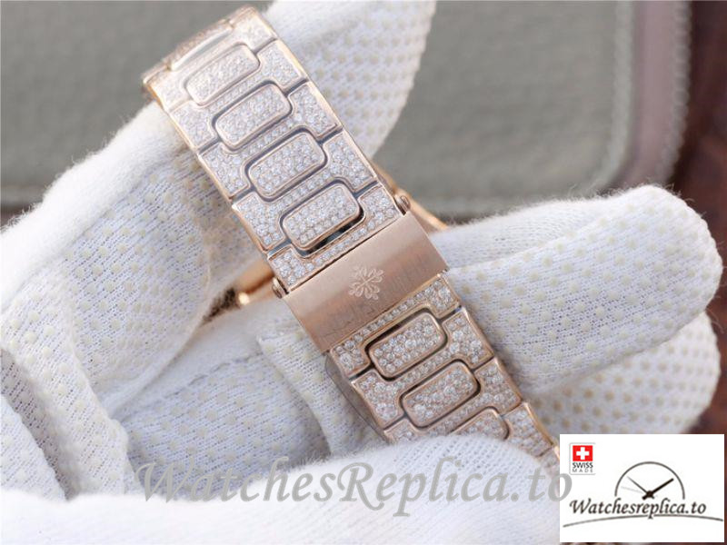 Swiss Patek Philippe Nautilus Jumbo Replica 7021/1R-001 Diamonds Strap 40MM - WatchesReplica.is