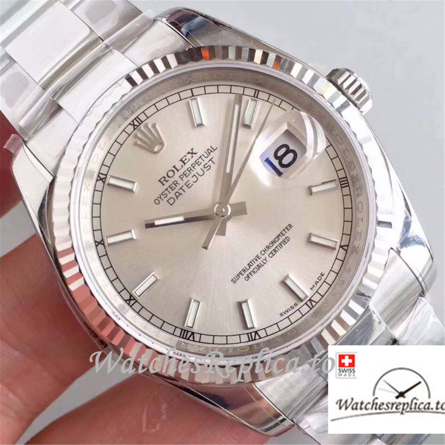 Swiss Rolex Datejust Replica 126334 002 Silver Dial 36MM - WatchesReplica.is