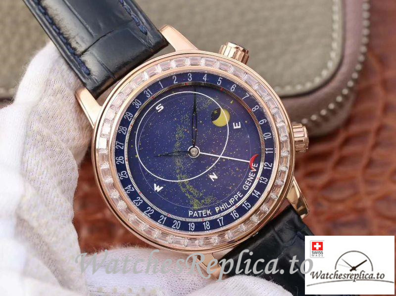 Swiss Patek Philippe Grand Complications Replica 6103P-001 Black Strap 43MM - WatchesReplica.is