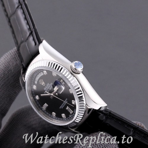 Swiss Rolex Day Date Replica 118139 Leather strap 36MM - WatchesReplica.is