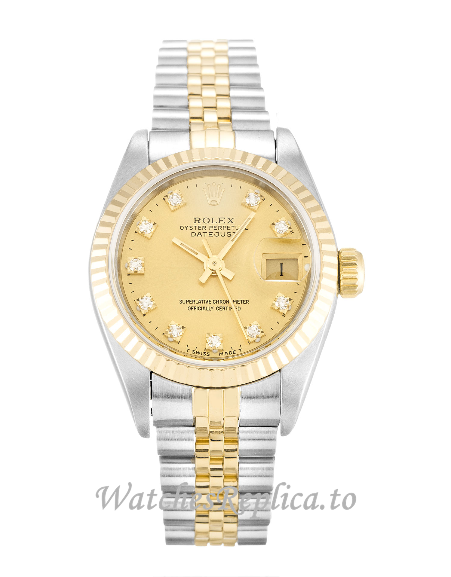Rolex Datejust Lady Champagne Diamond Dial 69173 - WatchesReplica.is