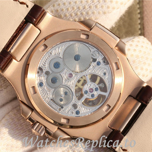 Patek Philippe Replica Nautilus Leather strap 40MM - WatchesReplica.is