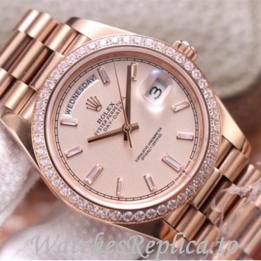 Swiss Rolex Day Date Replica 228345 Rose Gold strap 40MM - WatchesReplica.is
