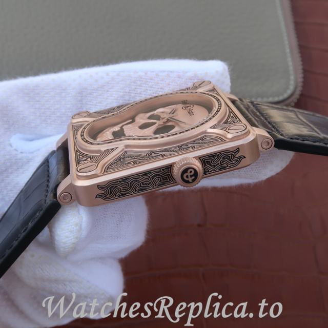 Bell Ross Replica Aviation BR01 Leather strap 46MM - WatchesReplica.is