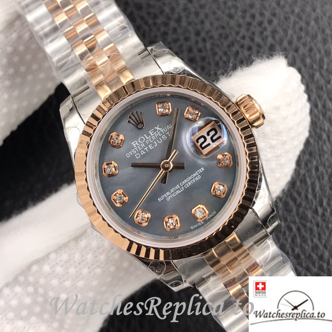 Swiss Rolex Datejust Replica Stainless steel strap 26MM Mother of pearl Dial - WatchesReplica.is