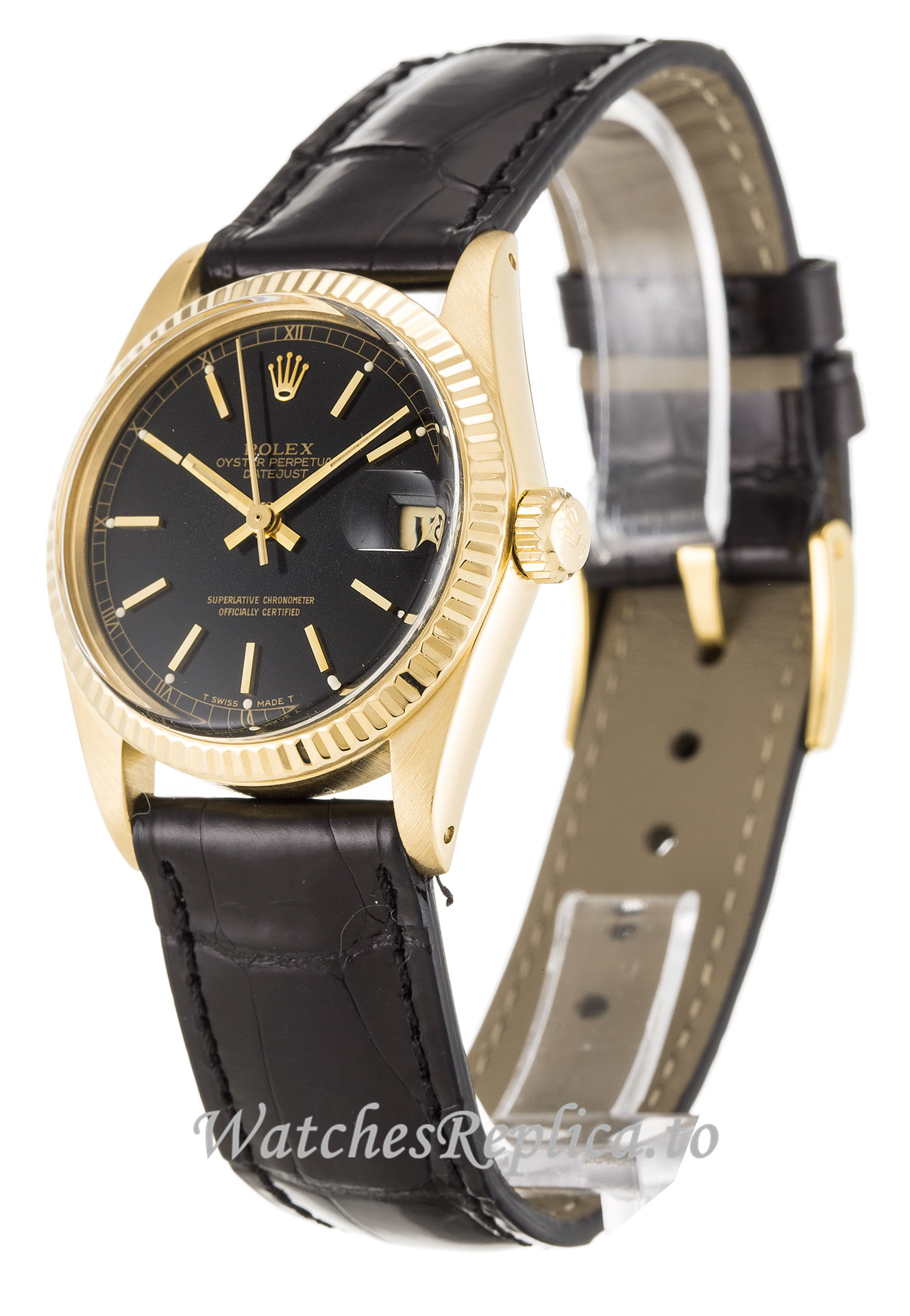 Rolex Mid Size Datejust Black Dial 6827 - WatchesReplica.is